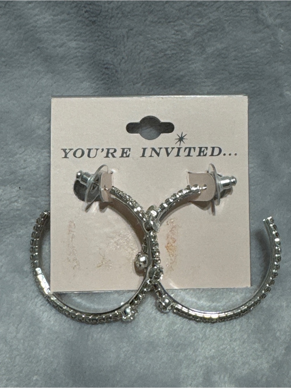 YOU'RE INVITED Silver Crystal Hoop Earrings